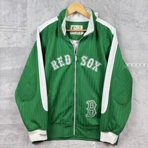 Mitchell & Ness Boston Red Sox Green Men Track Jacket Size L MLB Licensed Y2K